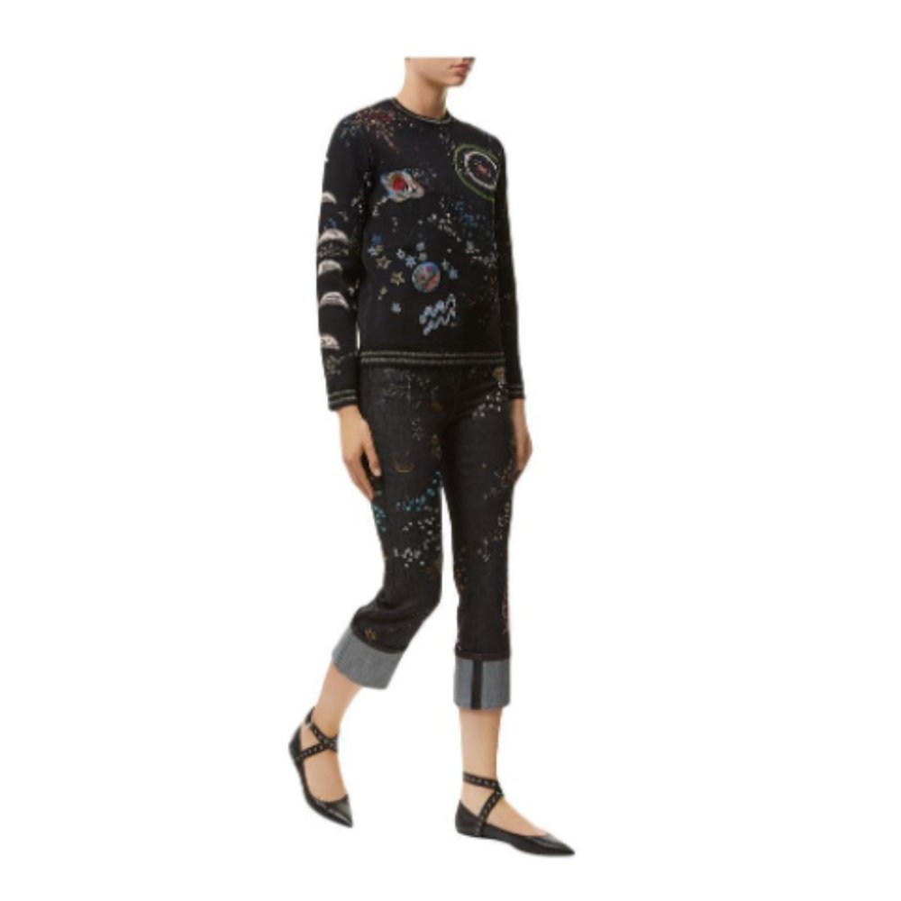 🪐☄️⭐Final Price⭐🌑🌜Valentino Space Embroidered Cuffed Jeans, Size 29 - Picture 16 of 16